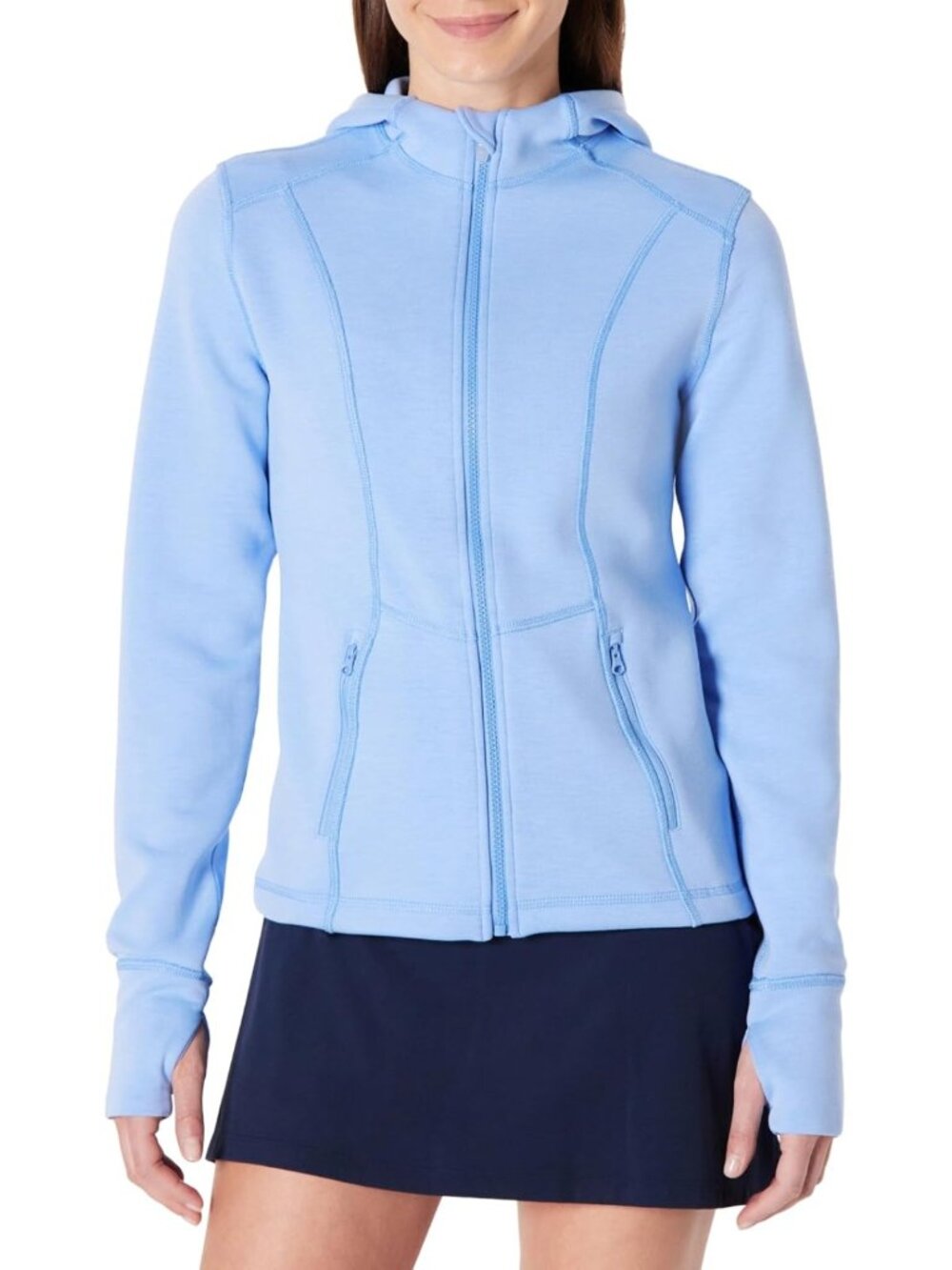 Fitted Active Full-Zip Workout Jacket with Hood for Women - Perfect for Gym
